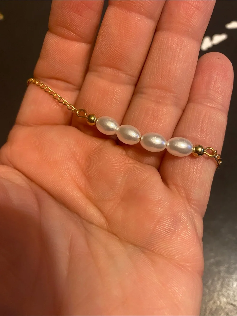 Gold-Tone Pearl Bar Bracelet